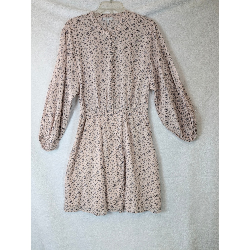 Joie Pink Floral Cotton Blend Button Front Mini Dress Size M Fall Preppy